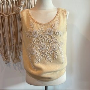 1960's Vintage The Broadway Lambswool/Angora Beaded Sweater Hong Kong Elegant!